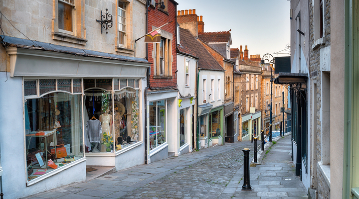 A high street in the UK.